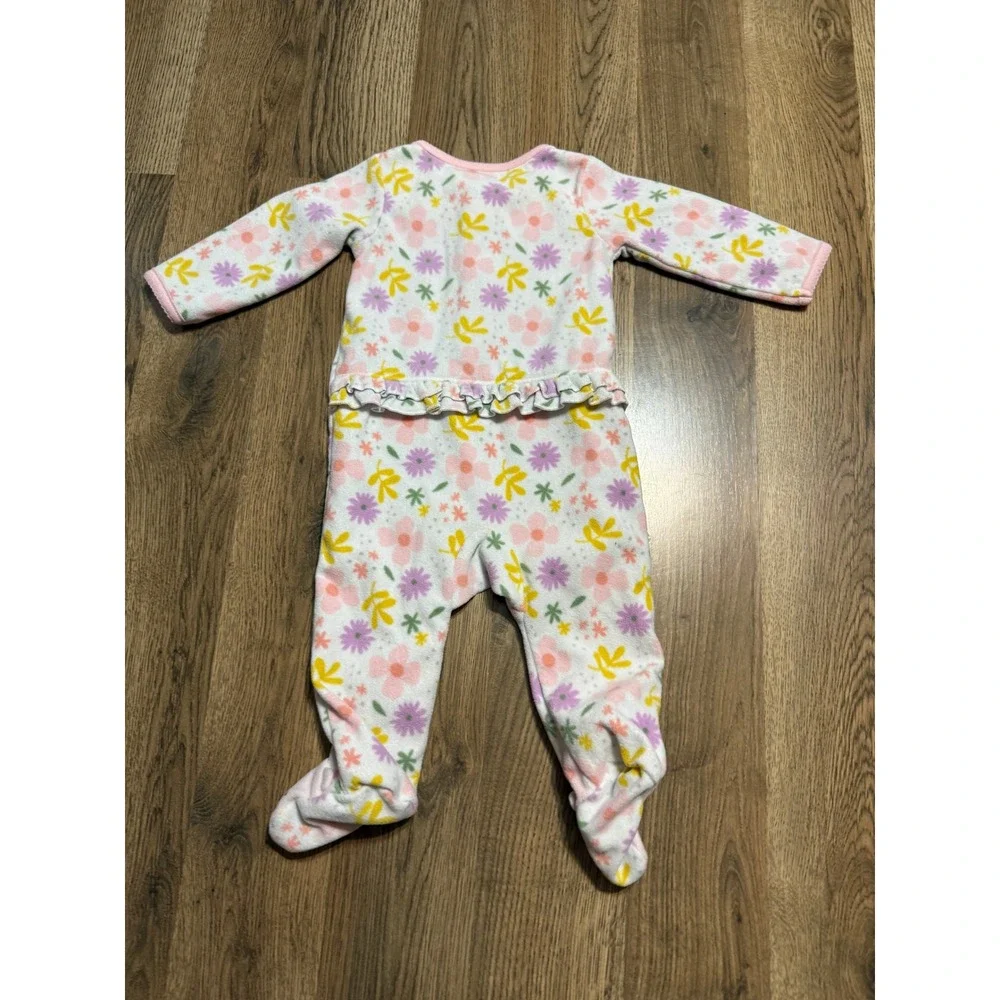 Simple Joys by Carters Bodysuit Baby Size 3-6M Pink Floral Fleece Footed Sleeper